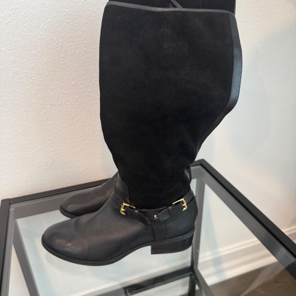 LAUREN RALPH LAUREN Marion -W Women’s Black Leather & Suede Zip Riding Boot 9W - Picture 7 of 16